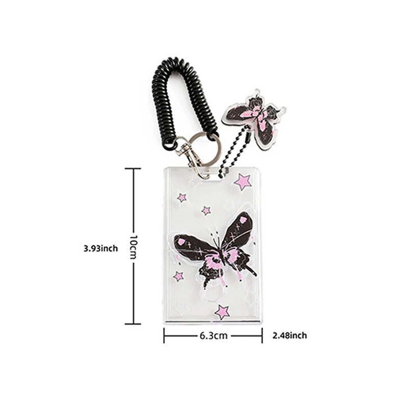 Porte-cartes rigide papillon en acrylique, housse de protection décorative, porte-clés étudiant, petite carte de chasse étoile, ensemble de pendentifs, 3 pouces