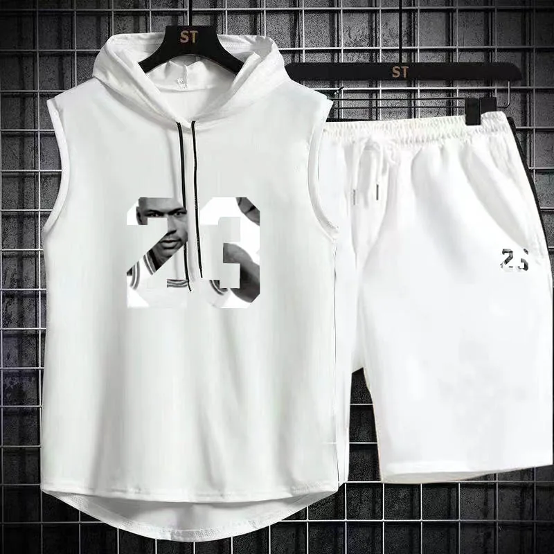 New Summer Men\'s Two Piece Set CasualT-Shirt and Shorts Set Mens Sports Suit Fashion Short Sleeve Tracksuit Hooded T-shirt