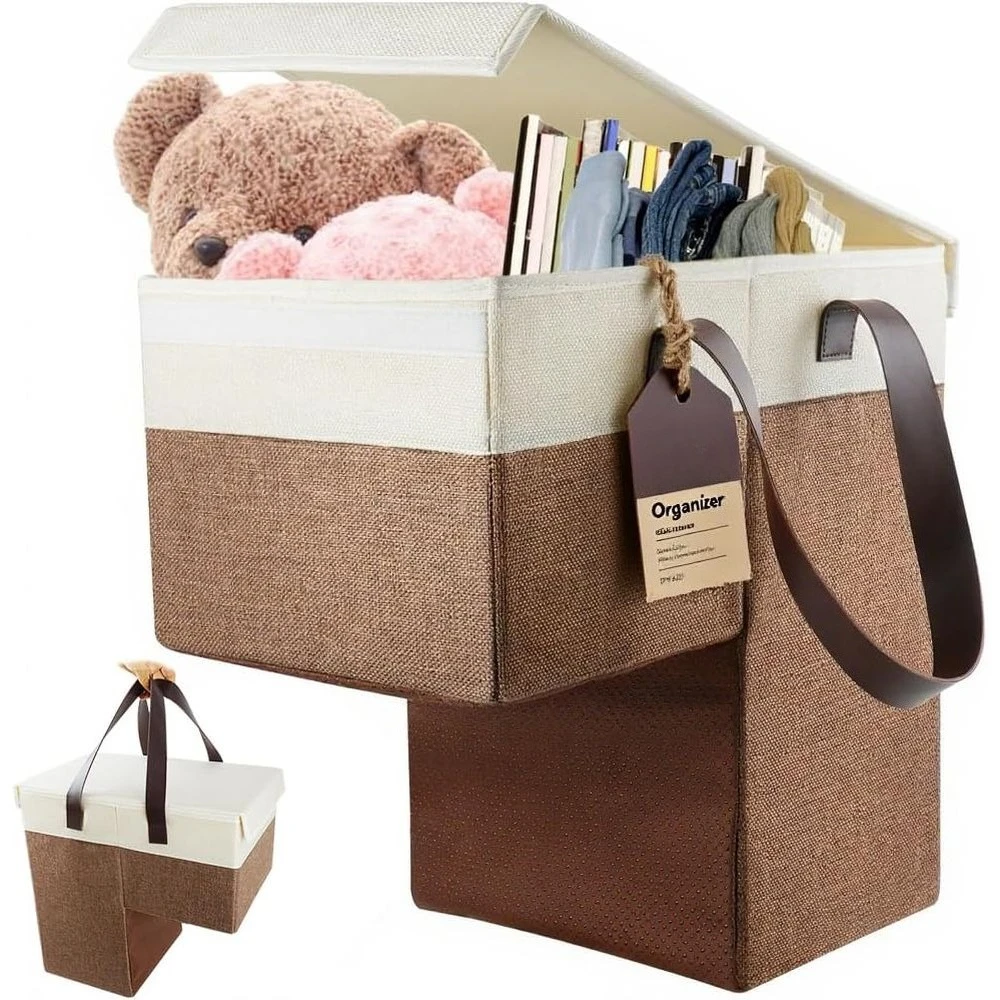 

Корзина для хранения в форме буквы L с ручкой и крышкой, идеально подходит для книг, обуви, игрушек и белья