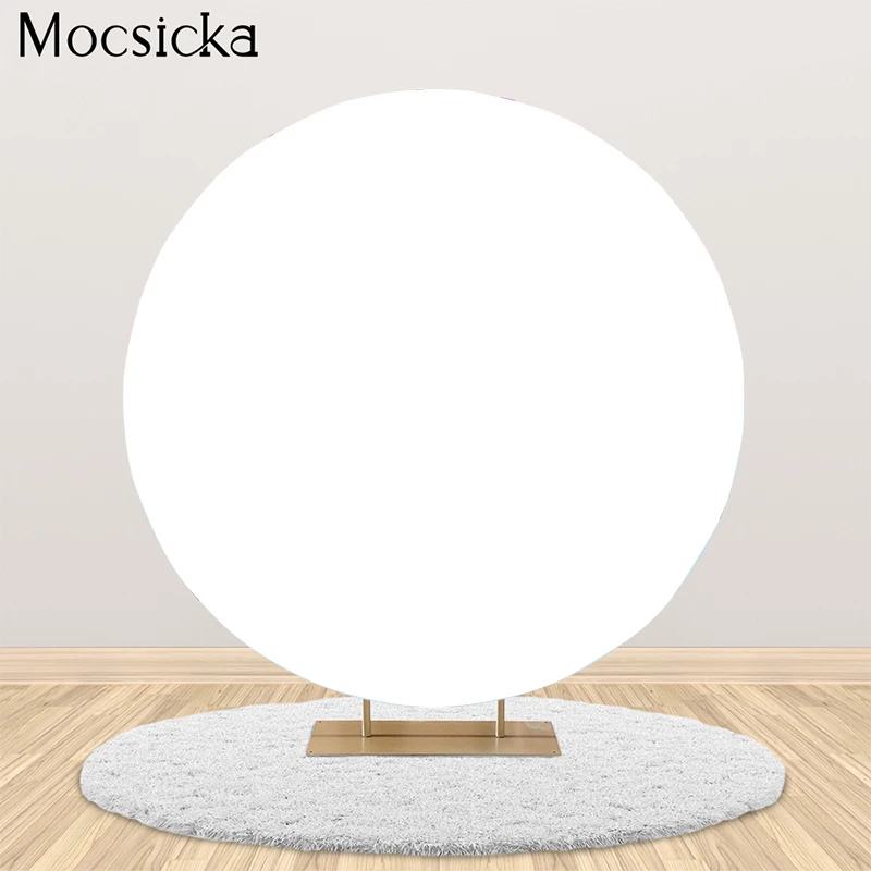 Mocsicka Pure White Circular Photography Background Wedding Birthday Party Baby Shower Decoration Elastic Background Props