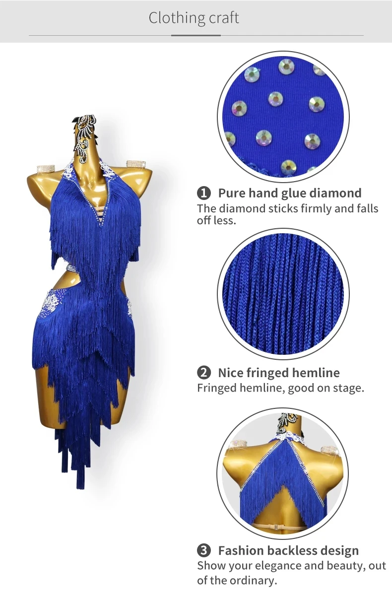 2026 Lateinamerikanischer Tanzanzug, Fransenkleider, Tanzbekleidung, Wettbewerbskleidung für Mädchen, Sexy Damen-Ballkleid, Kabarett-Performance, Sport-Bühnenrock – Detail 6