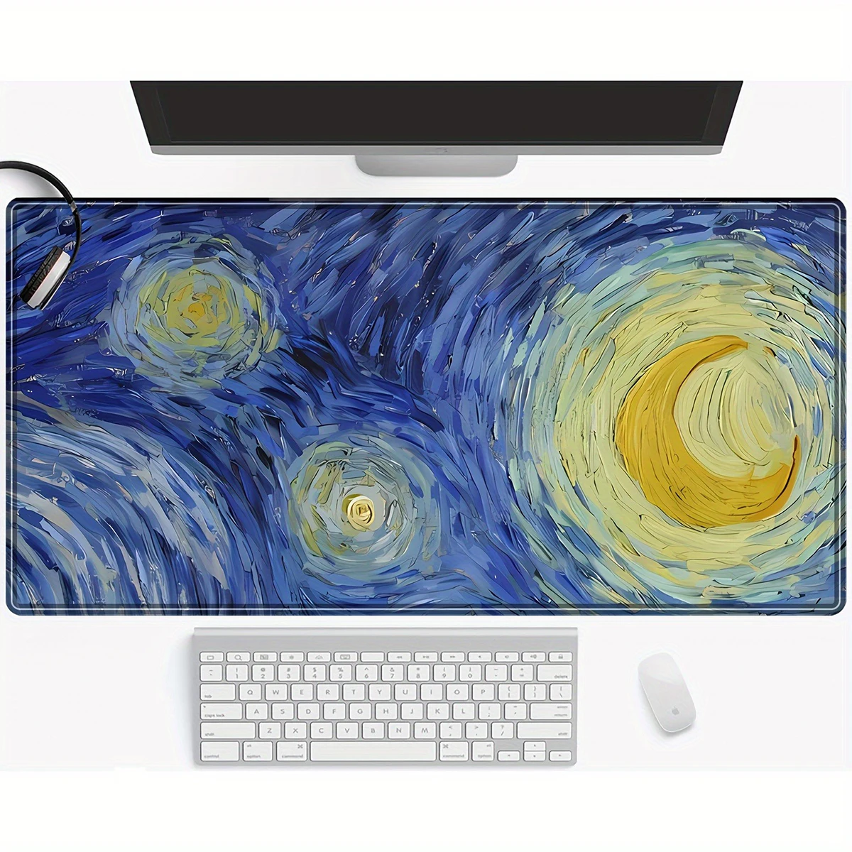 1pc Abstract Oil Painting Design Mouse Pad Multi-Size Non-Slip Stitched Edge Computer Keyboard Desk Mat For Office And Gift