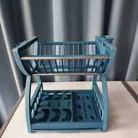 Double-layer draining bowl rack for kitchen, household countertop dishware storage rack, multi-functional tableware rack 5