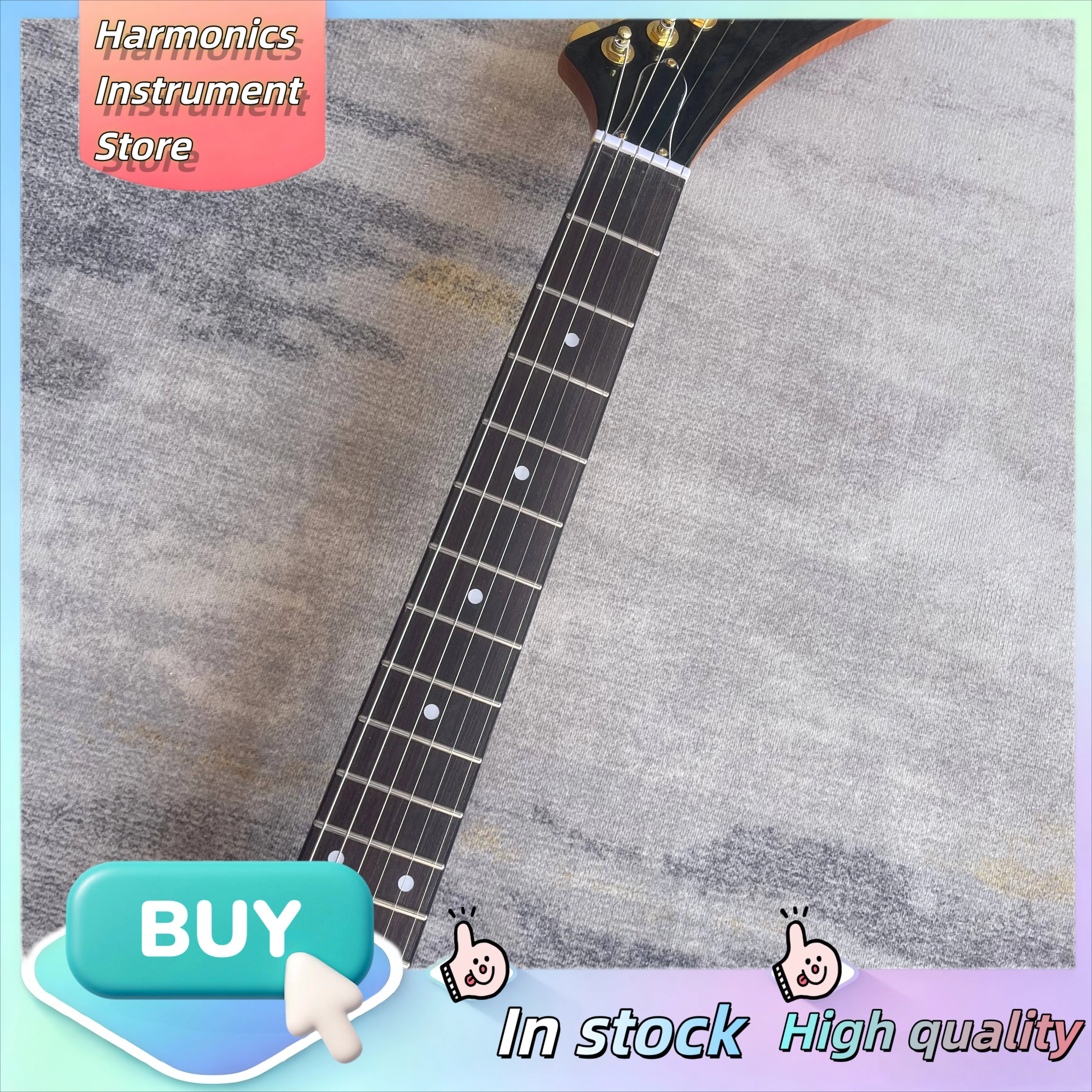 Natural Gloss Finish Explorer Angular Shape Electric Guitar Dual Humbucker 1958 Vintage Heavy Metal Rock Weapon