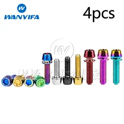 Wanyifa Titanium Bolt  M5/M6x16 18 20 25mm  Tapered Head with Washer Allen Key Screw for Bike Disc Break Calipe 4pcs
