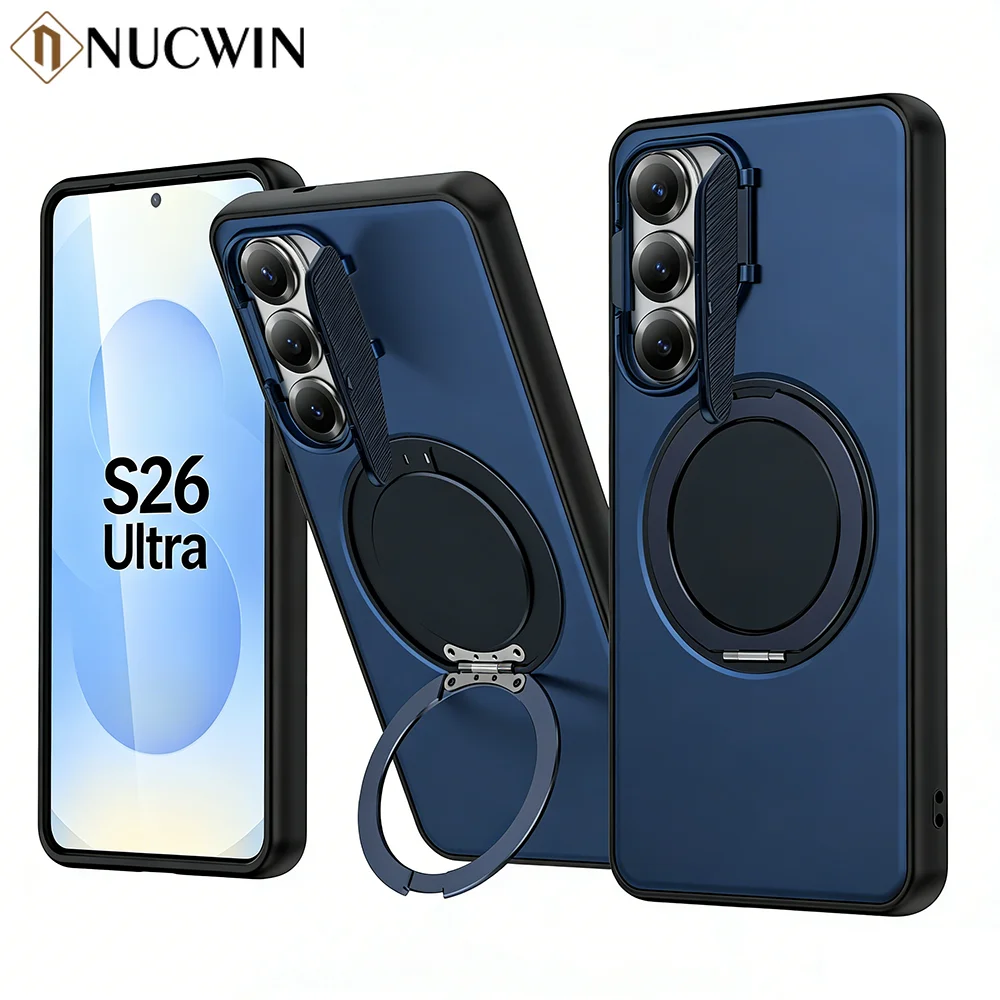 360° Rotating Magnetic Bracket Case For Samsung S24 S25 S26 Ultra Plus A07 A57 A16 A56 Lens Window Protection Shockproof Cover