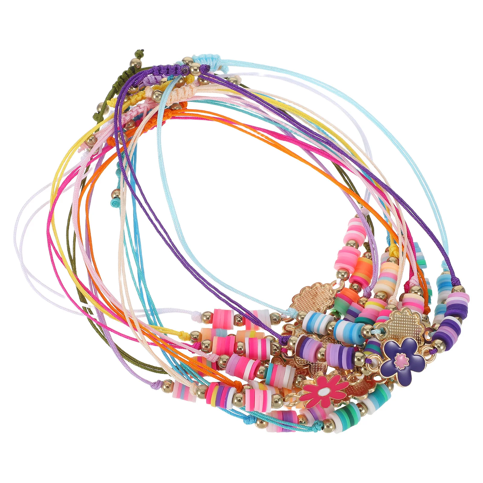 

12Pcs Girls Charm Bracelet Set Polymer Clay Jewelry Kits Handmade Floral Wristbands for Kids Costume Parties Girls Jewellery Set