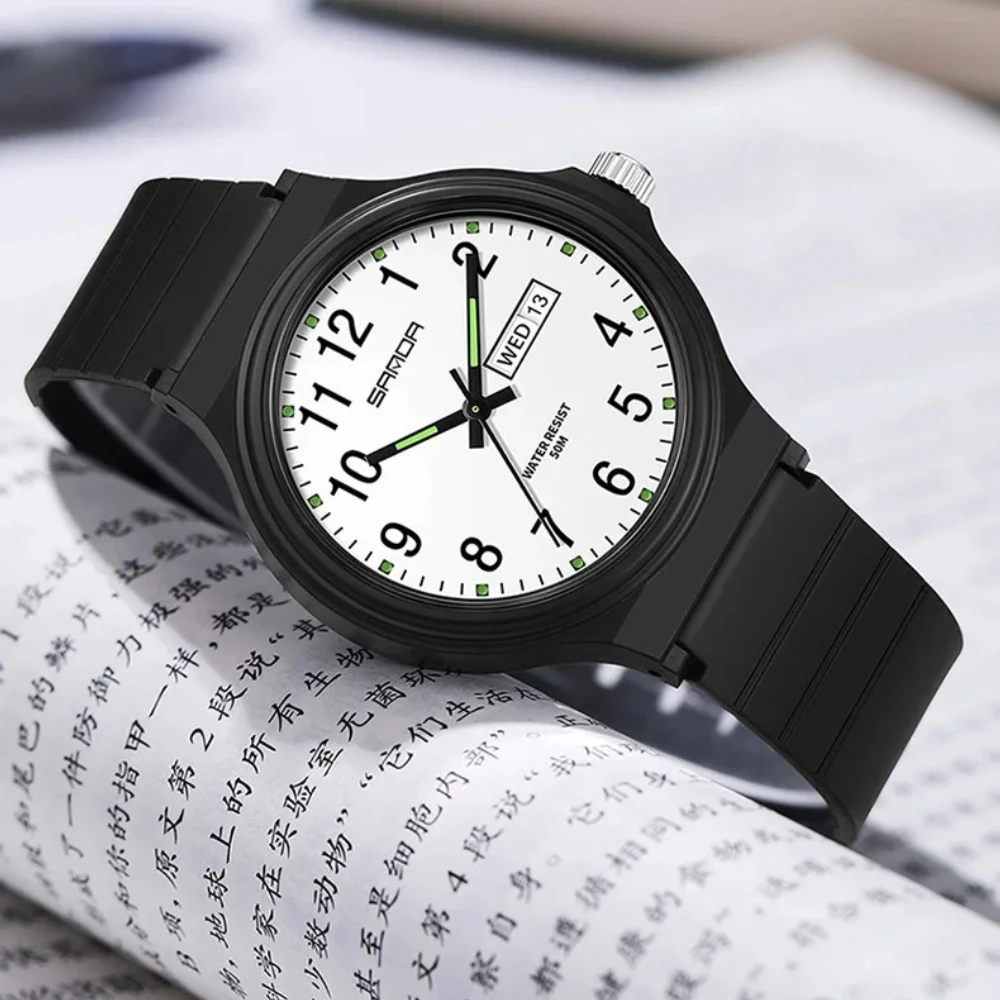 SANDA 9072 Student Quartz Watch Simple Light Fashion Resistant Outdoor Sport Wristwatch for Small dial Quartz wristwatch