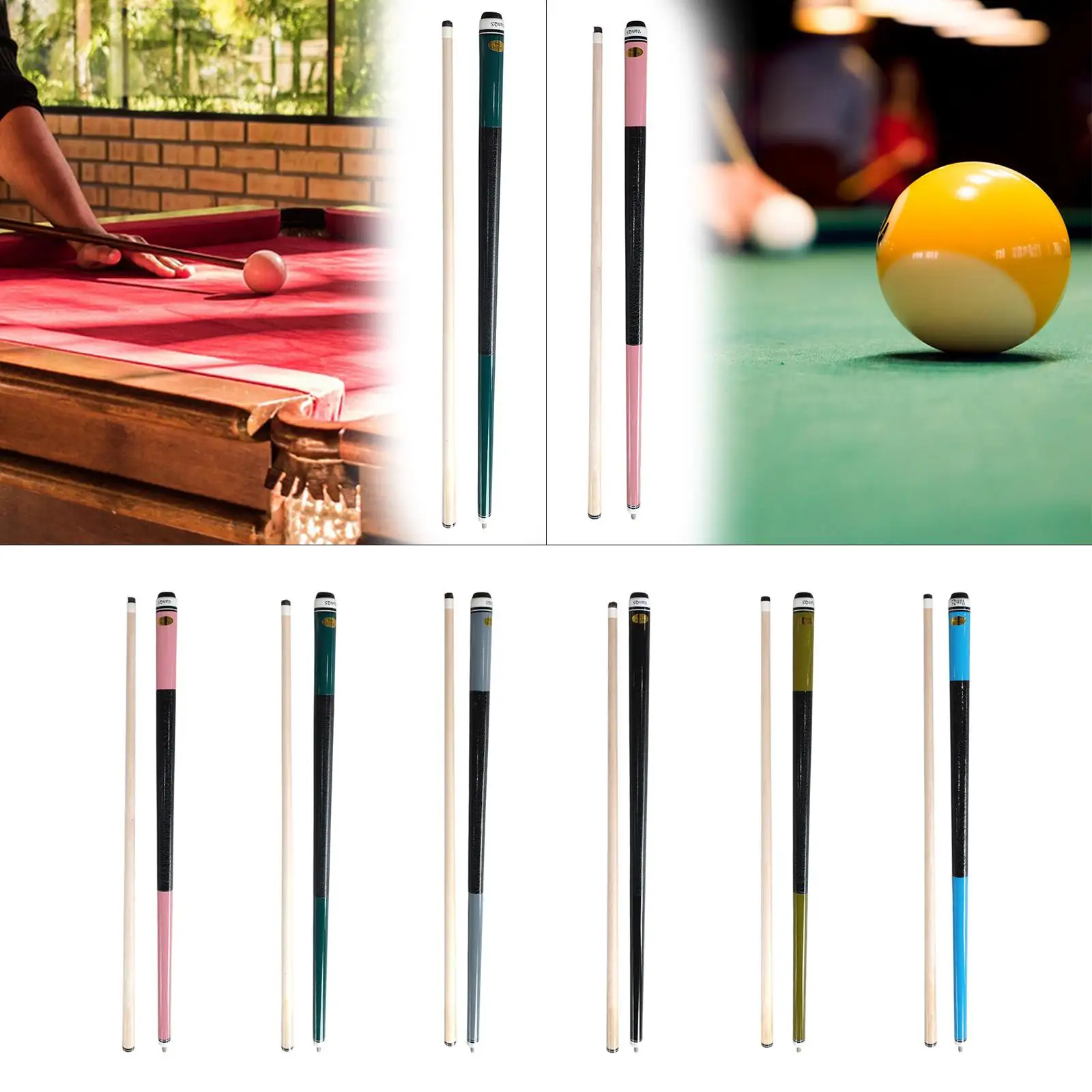 

Pool Cue Stick Two Section Snooker Cue for Billiard Players Adults Beginners