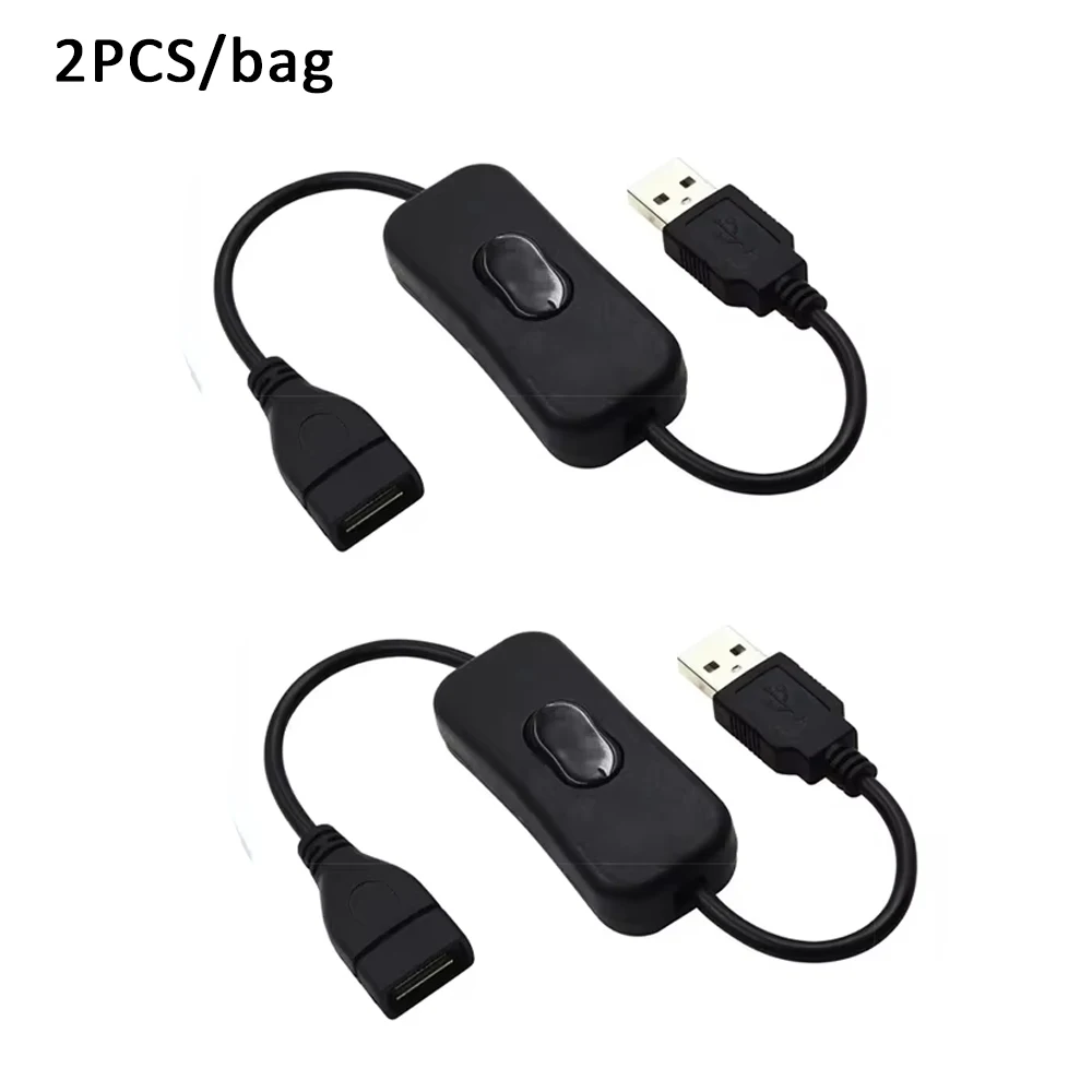 2PCS 28cm USB Switch Cable ON/OFF Male to Female Extension for 5V USB Lamp USB Power Supply Line Durable Adapter USB Headset LED