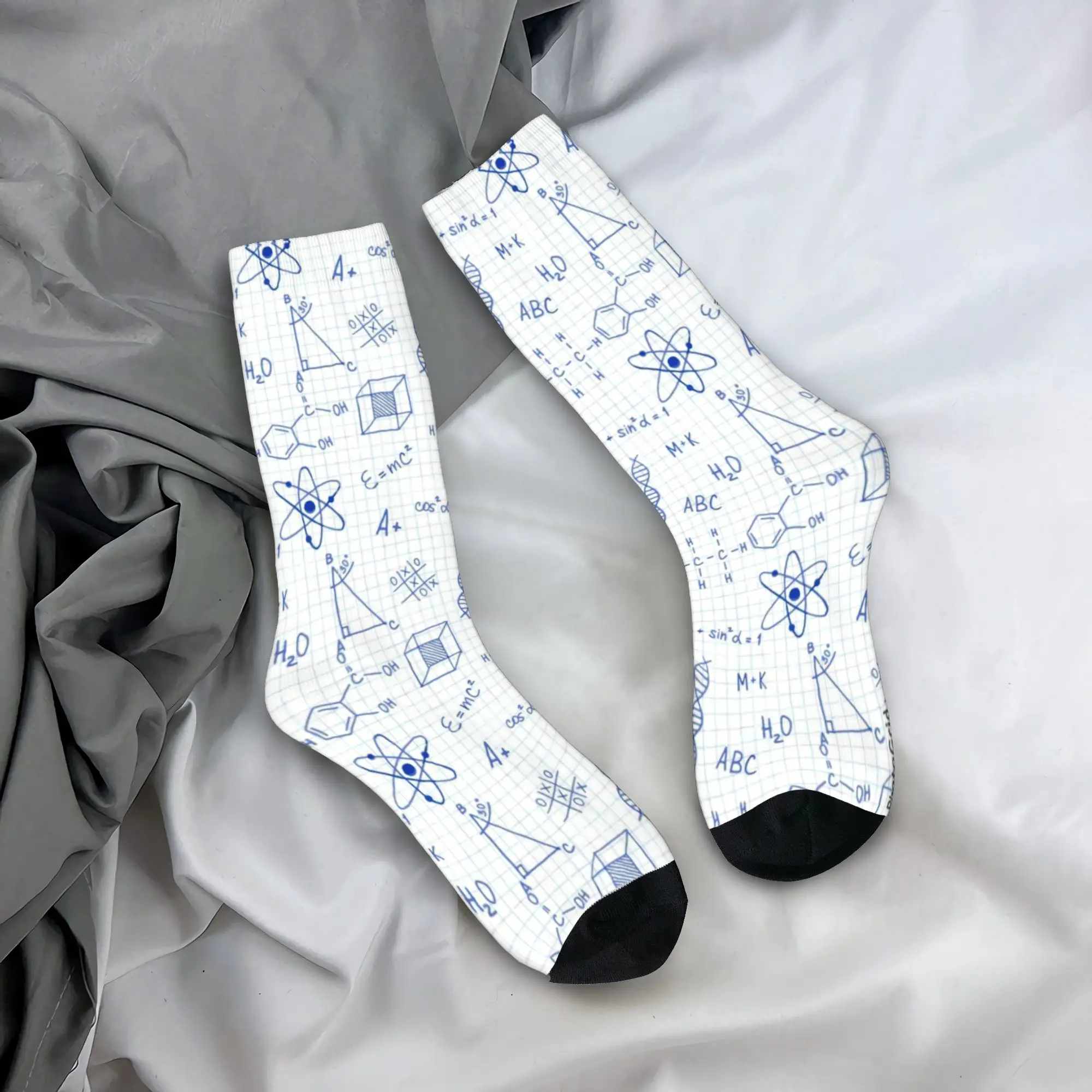 Blackboard Math White Formula Socks  Non-Slip Stockings Men Comfortable Climbing Socks Autumn Fashion Custom Socks