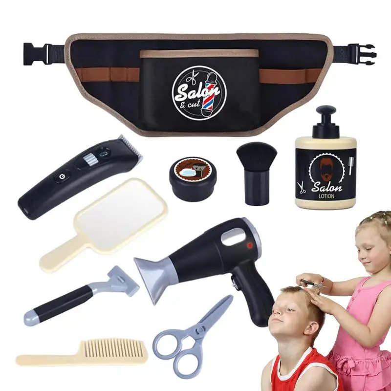 Kids Barbershop Playset Kids Hairdressing Set Toy Hair Salon SetBeauty Salon Playset Fashion Pretend Makeup Set For Boys Dress