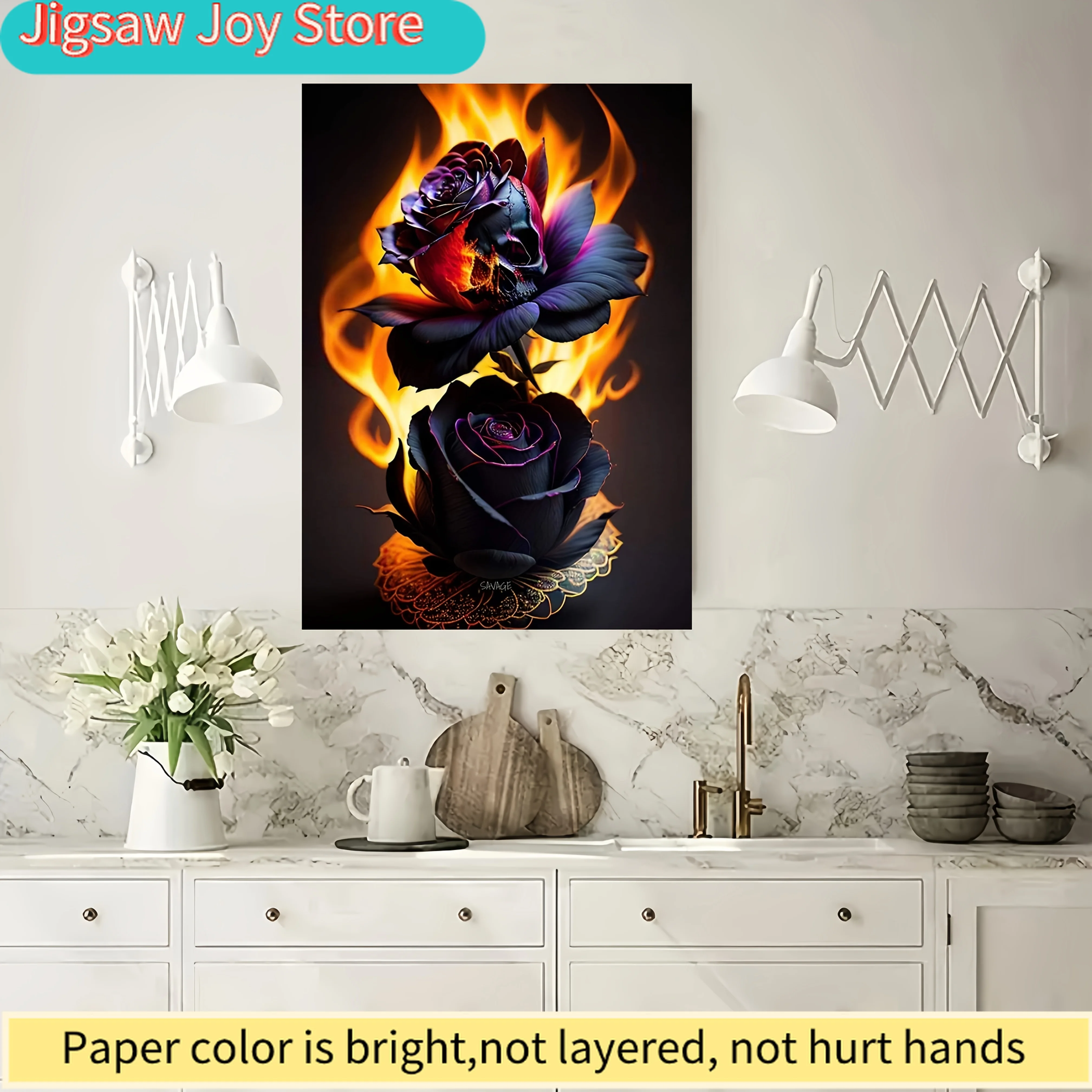 

Пазл «Огненные розы» (1000 элементов) – Яркие черно-красные розы с пламенем, сложная головоломка для самостоятельной сборки и семейных вечеров игр