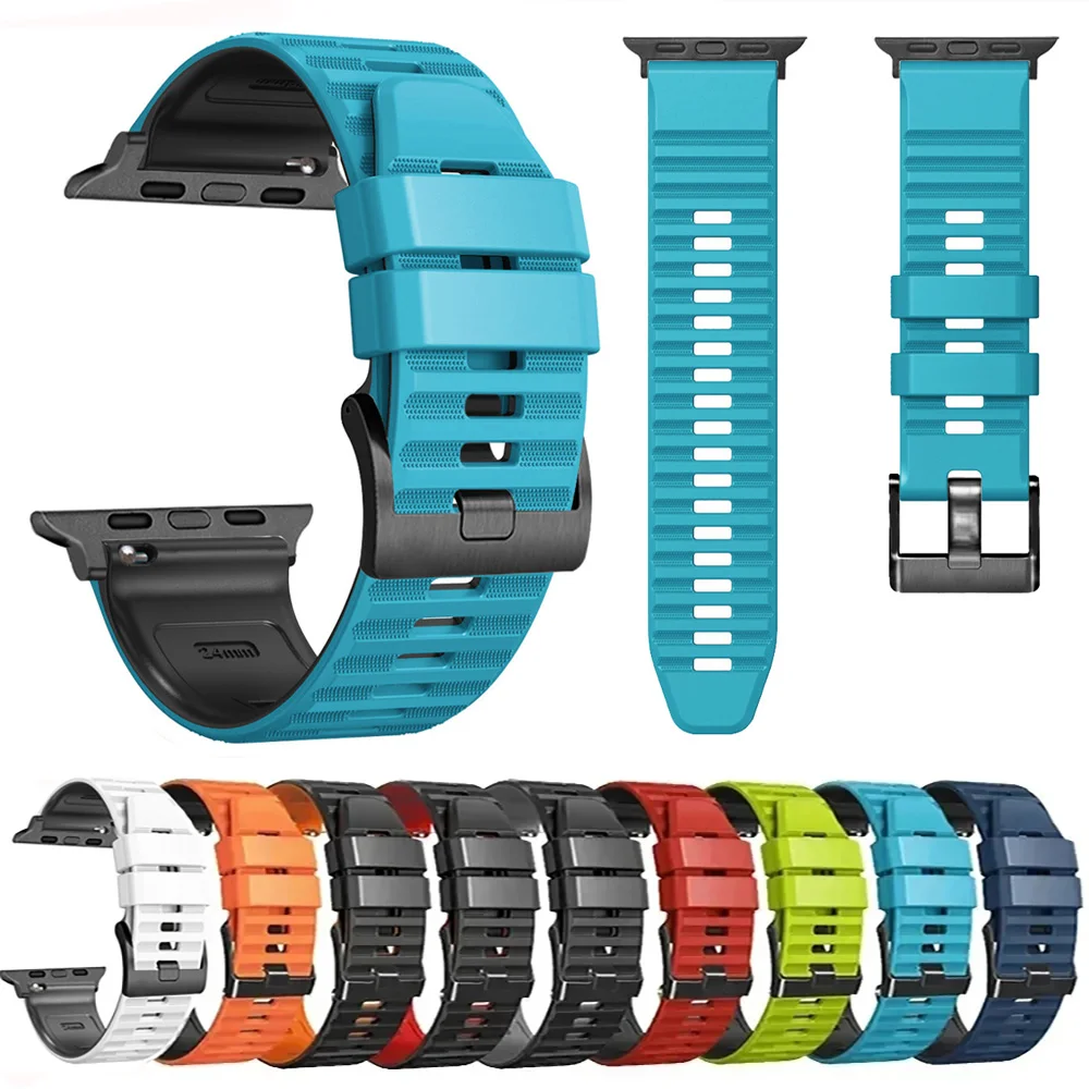 Silicone Strap For Apple Watch Band 44mm 45mm 42mm Bracelet IWatch Series Se 9 8 7 6 5 3 Ultra 2 49mm Accessories