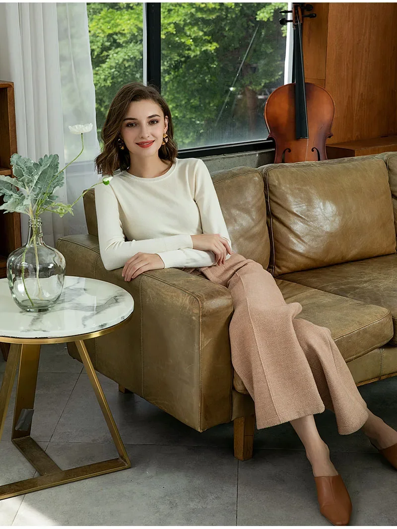 2024 Autumn Winter Women Knitted Pullovers O Neck Sweater Basic Top Casual Long Sleeve Round Neck Pullover Warm