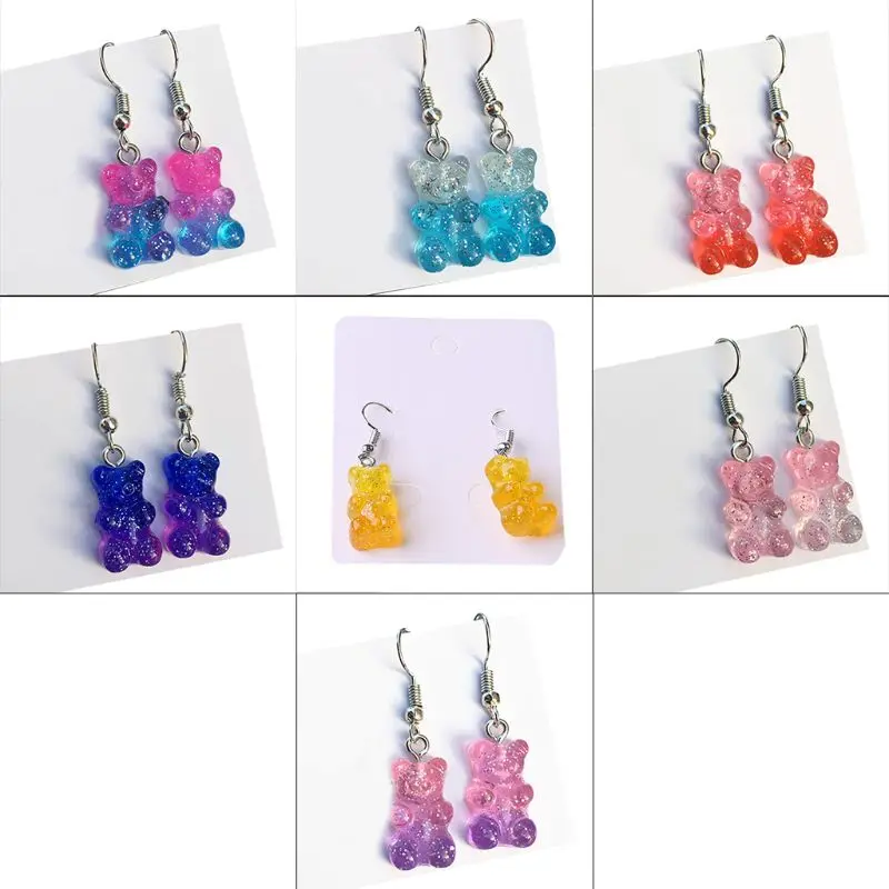 1Pair Colorful Resin Earrings Drop Danglers Fashion Lovely Girls Earrings