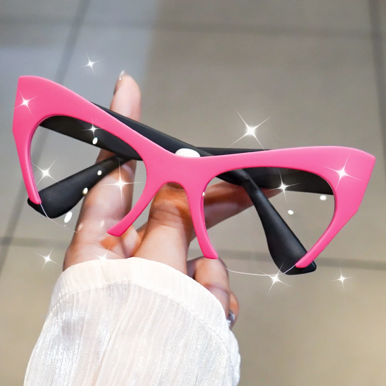 2 Stück stilvolle Cat-Eye-Lesebrille mit großem Rahmen, einfache Retro-Lesebrille, geeignet für Männer und Frauen – Detail 12