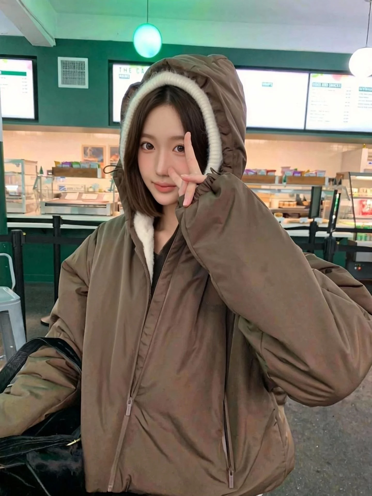 

East Gate Eight Milk Home Women's Loose Fit ort Hooded Cotton Jaet Sweet Cool Casual Sle Versatile Zipper Closure Long ...