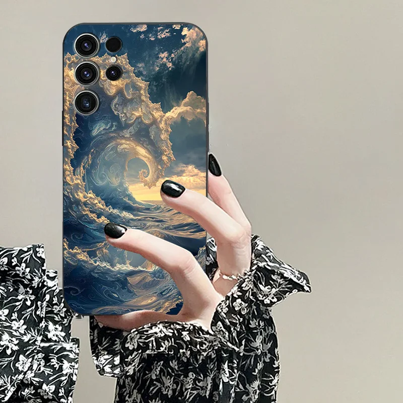 For Samsung S25 Ultra A16 4 g 5 G Galaxy S25PRO A06 TPU Black Soft Phone Case Personalized Creative Pattern Wave Series Cover image 4
