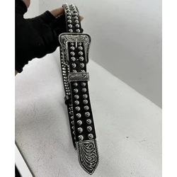 Vintage Full Rivet Real Cow leather Belts For Women Men 2024 Metal Curving Buckle Jeans Belts Corset Strap Cowskin Waist Belts