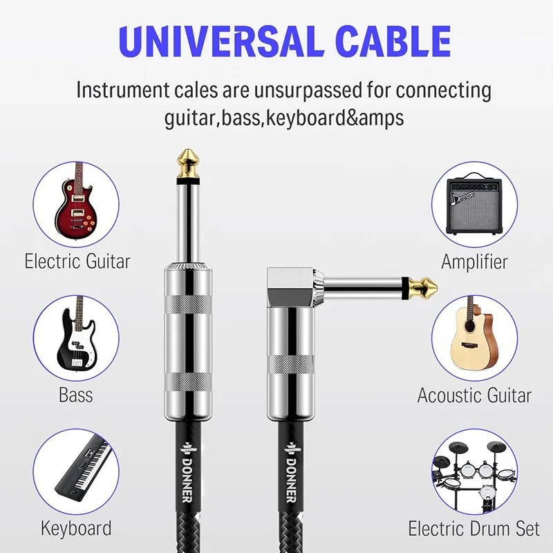 Guitar Cable 10 ft Electric Instrument Cable Bass Amp Cord for Electric Guitar Bass Amplifier Audio 1/4\