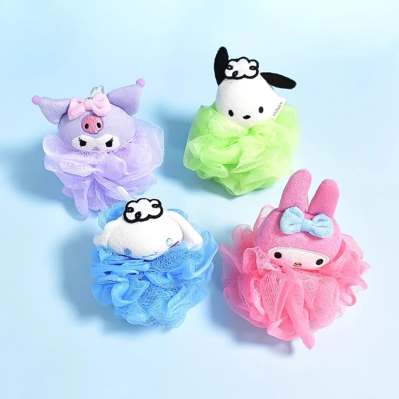 

Sanrio series bath balls are cute and super soft bubble bath flowers bath scrubbing balls Kuromi Melody,jade cinnamon dogs