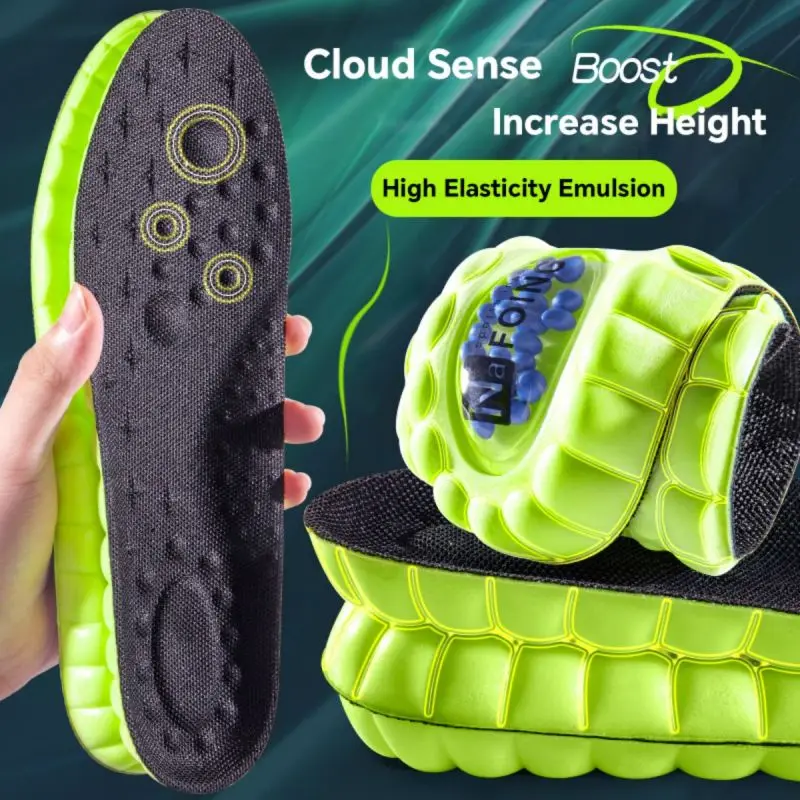 1Pair 4D Cloud Sport Insoles for Shoes PU Air Cushion Sole Soft Shock Absorption Deodorant Breathable Running Orthopedic Insoles