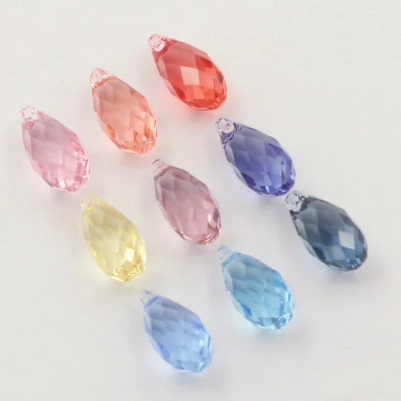 10pcs/ Bag  Briolette Clear Cut Crystal Source Austria DIY Pendant Bracelet Earrings Hanging Rhinestones Glass Material