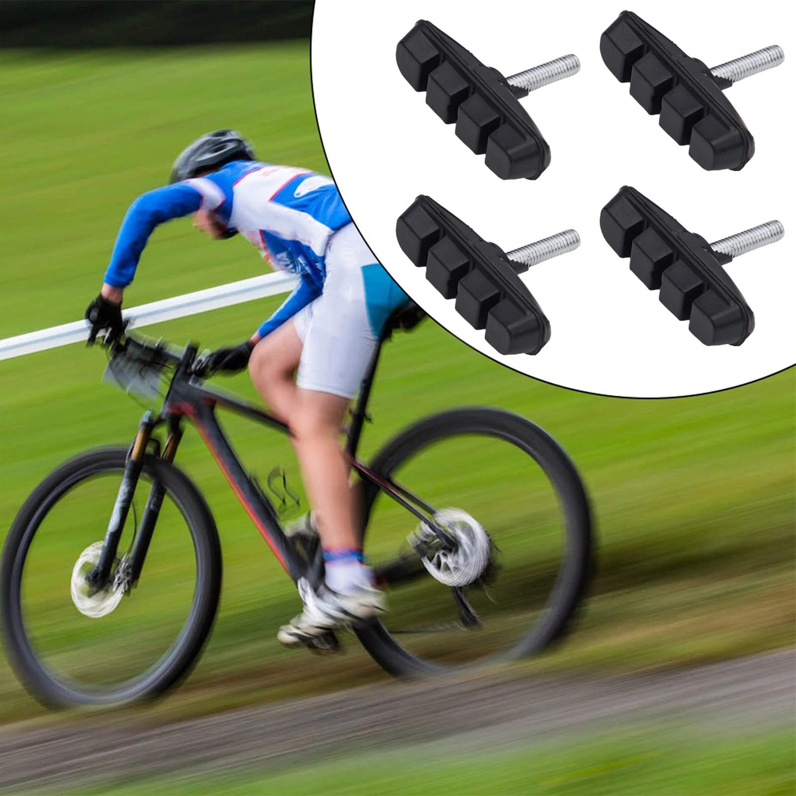 4 Pcs Bicycle Brake Pads Ultra-lightweight Bracket Black For PADS 55mm Thread Post Blocks Shoes Bicycle Supplies