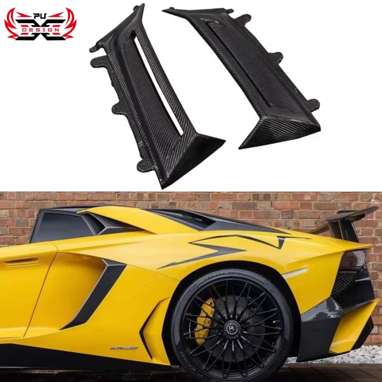 Dry Carbon Fiber Side Vent Air Duct Replacements Side Window For Lamborghini Aventador Coupe LP700 LP720 Car Accessories