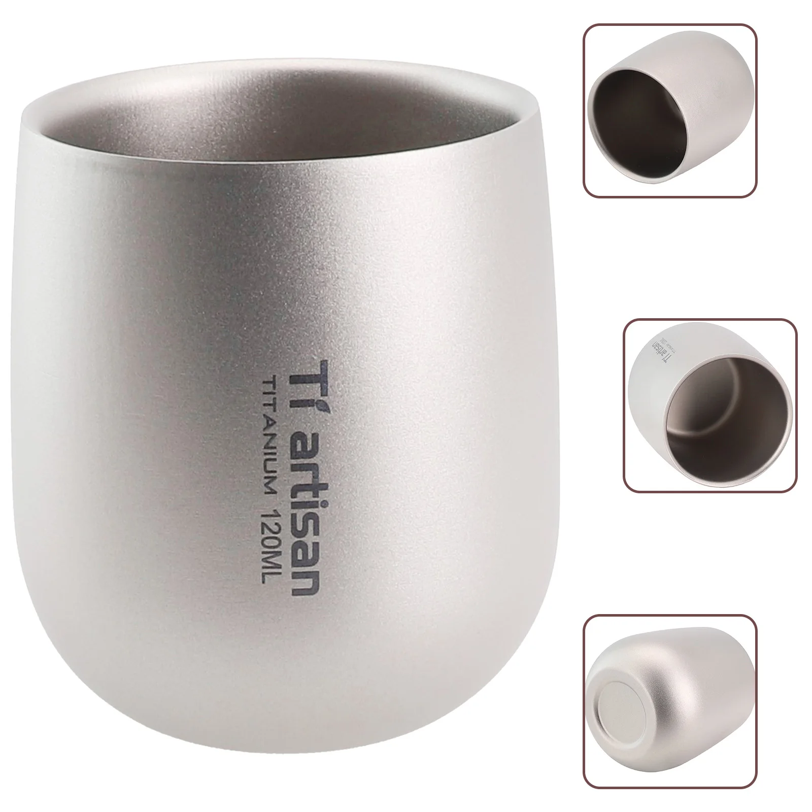 120ml Titanium Cups Double Wall Camping Mug 2-Layer Beer Coffee Tea Water Juice Cup Outdoor Camping Hiking Picnics Accessories