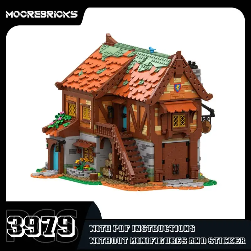 Beliebte mittelalter liche Dörfer Modell kleine Partikel Ziegel MOC-189669 Haus Street View Baustein Spielzeug Kinder Weihnachts geschenk