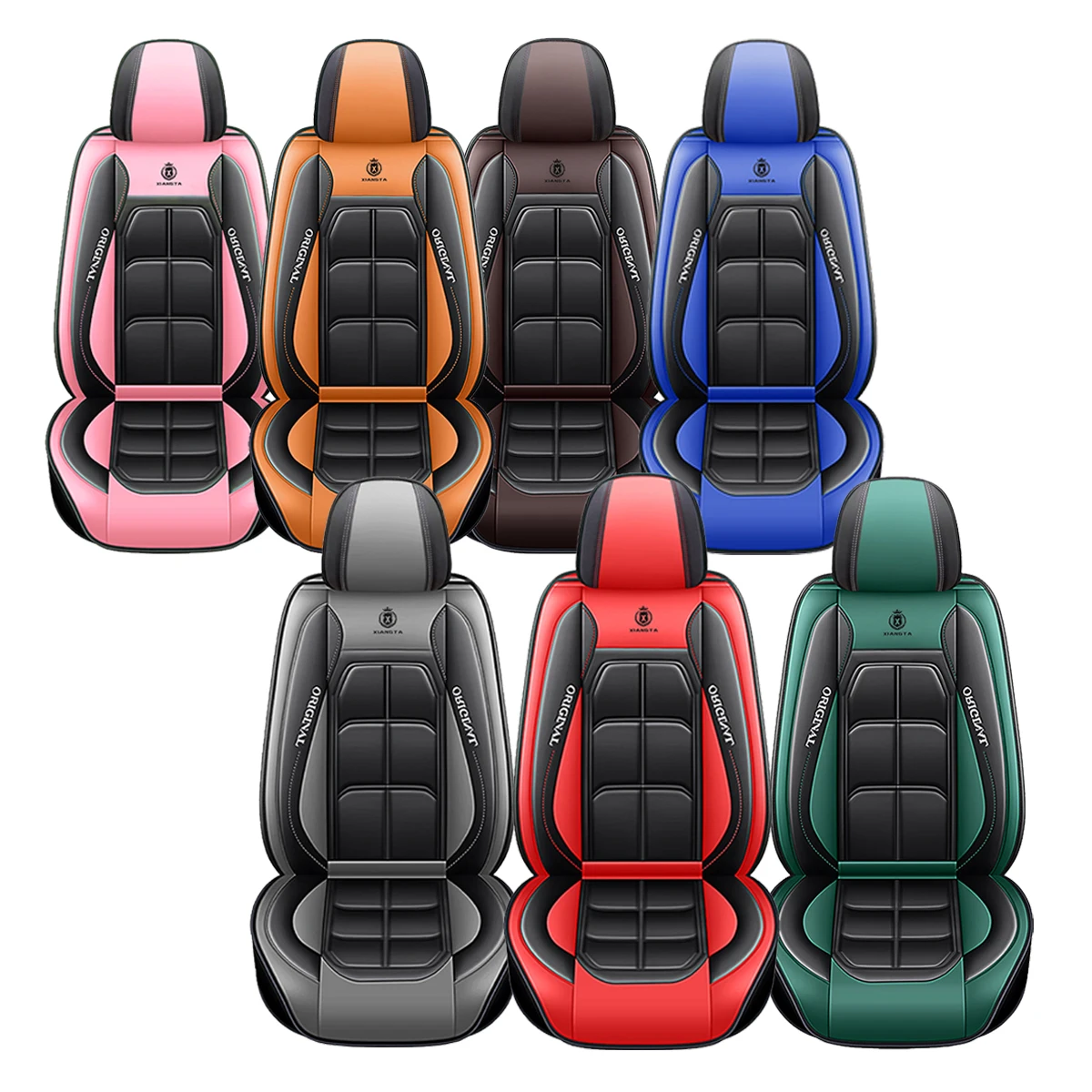Universal Car Seat Cover Full Leather Cushion All Season Seat Protector Auto Interior Pad for Driver Passenger