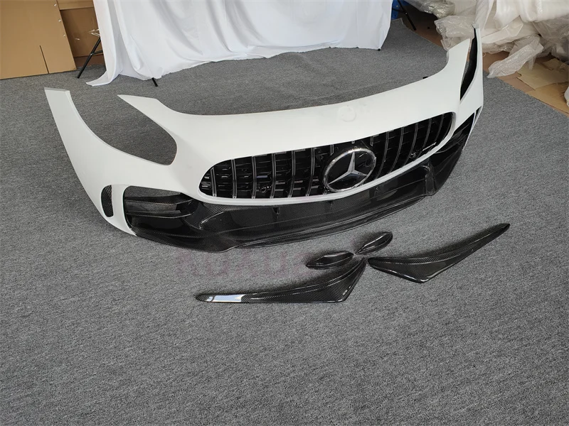 GTR style semi carbon fiber front bumper rear bumper side skirt spoiler fender for Benz AMG GT GTS GTC