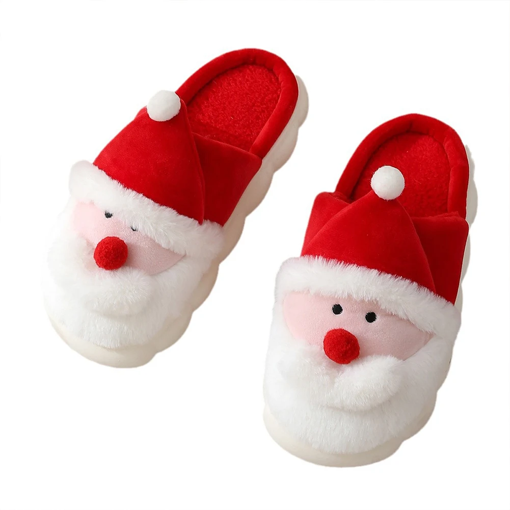 Kerst Kerstman Slippers Leuke Harige Slippers Antislip Zachte Paar Slippers Ademende Pluche Kerstman Slippers voor Mannen Vrouwen