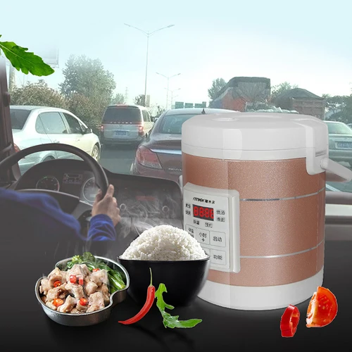 자동차 트럭용 범용 밥솥, 가열 도시락, 수프 죽 요리 냄비, 음식 스티머, 식사 히터 워머, 1.6L, 12V, 24V 