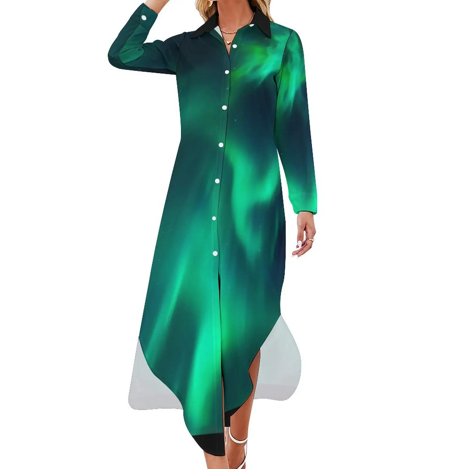 

Northern Lights Long Sleeved Shirt Dress dresses for woman 2024 festival outfit women