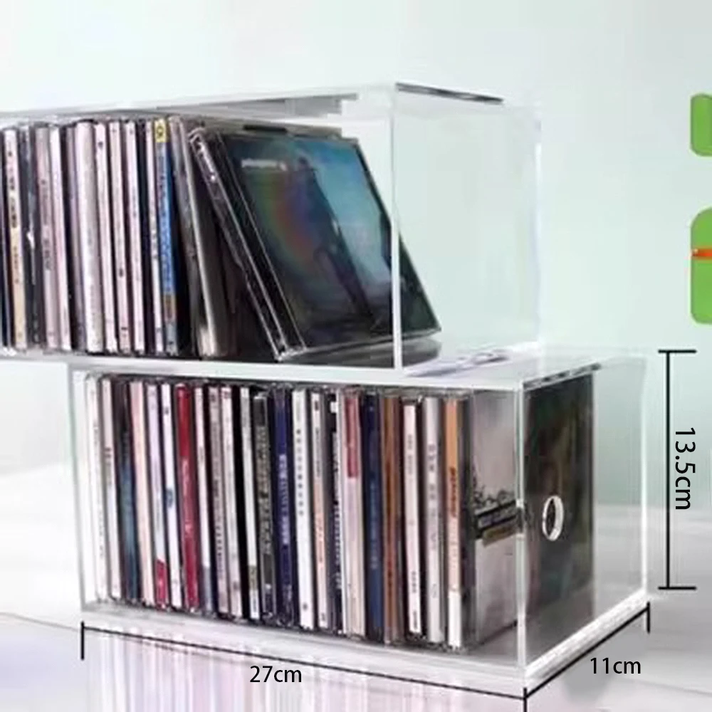 Boîte de rangement de CD en acrylique, organisateurs de CD, étui empilable pour Album de disques de jeu, boîtes d'affichage de disques, Organization de stockage transparente