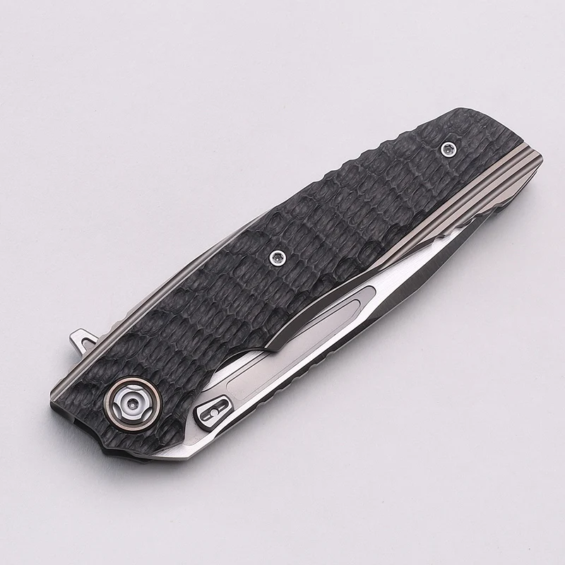 Kevin John Venom T S30V Blade Titanium CF handle flipper folding knife outdoor camping hunting survival pocket knives EDC tools