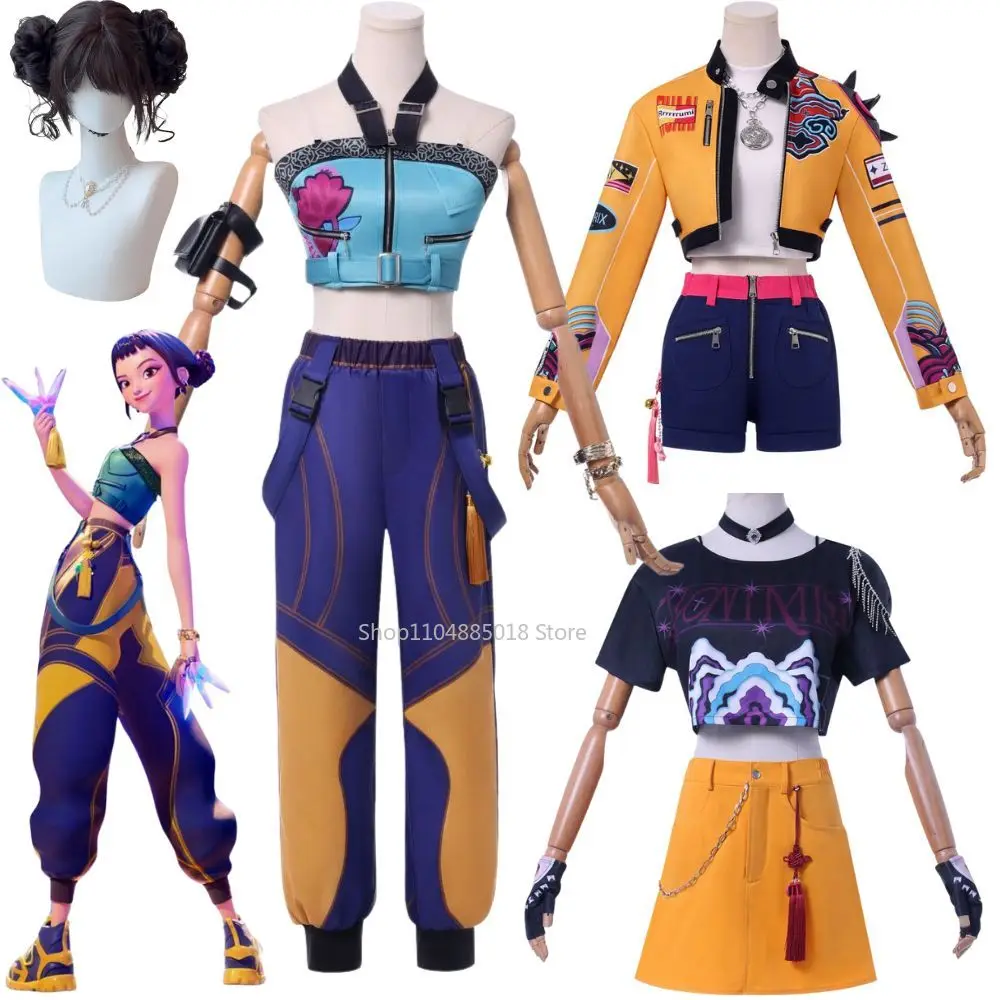 

K-Pop Mira Rumi Zoey Demon Hunters Cosplay Costume Wig for Women Clothes Girl Group Idol Roleplay Outfit Halloween Carnival Suit