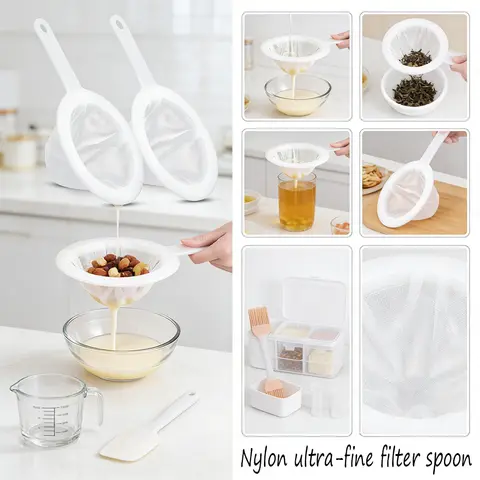 1pcs Multi-Mesh Nylon Filter Spoon , 100/200/300/400 Mesh Washable for Coffee, Tea, Cooking, Durables & Easy Clean