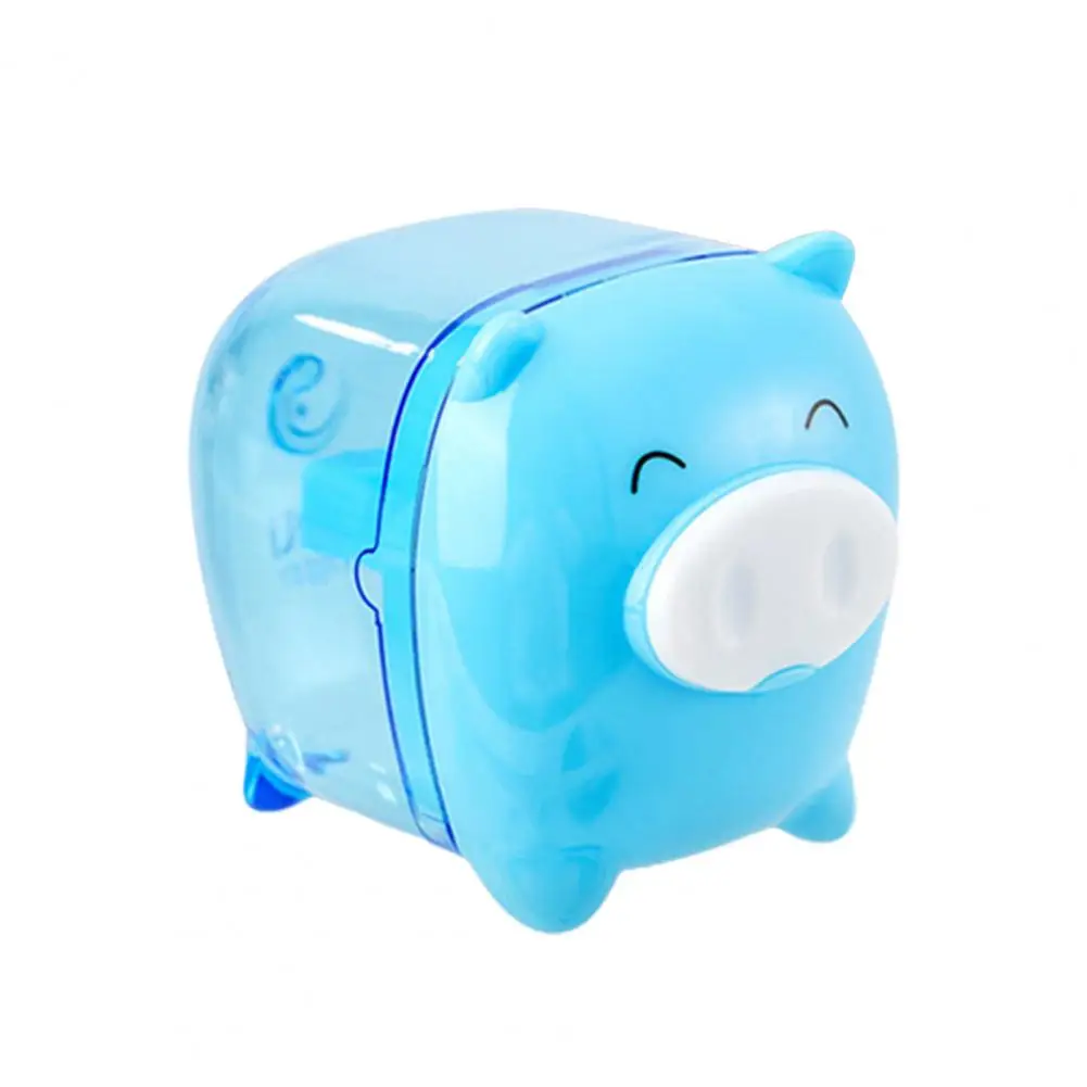 Manual Pencil Sharpener Pig Shaped Plastic Waste Storage Convenient Pencil Curler for Desktop