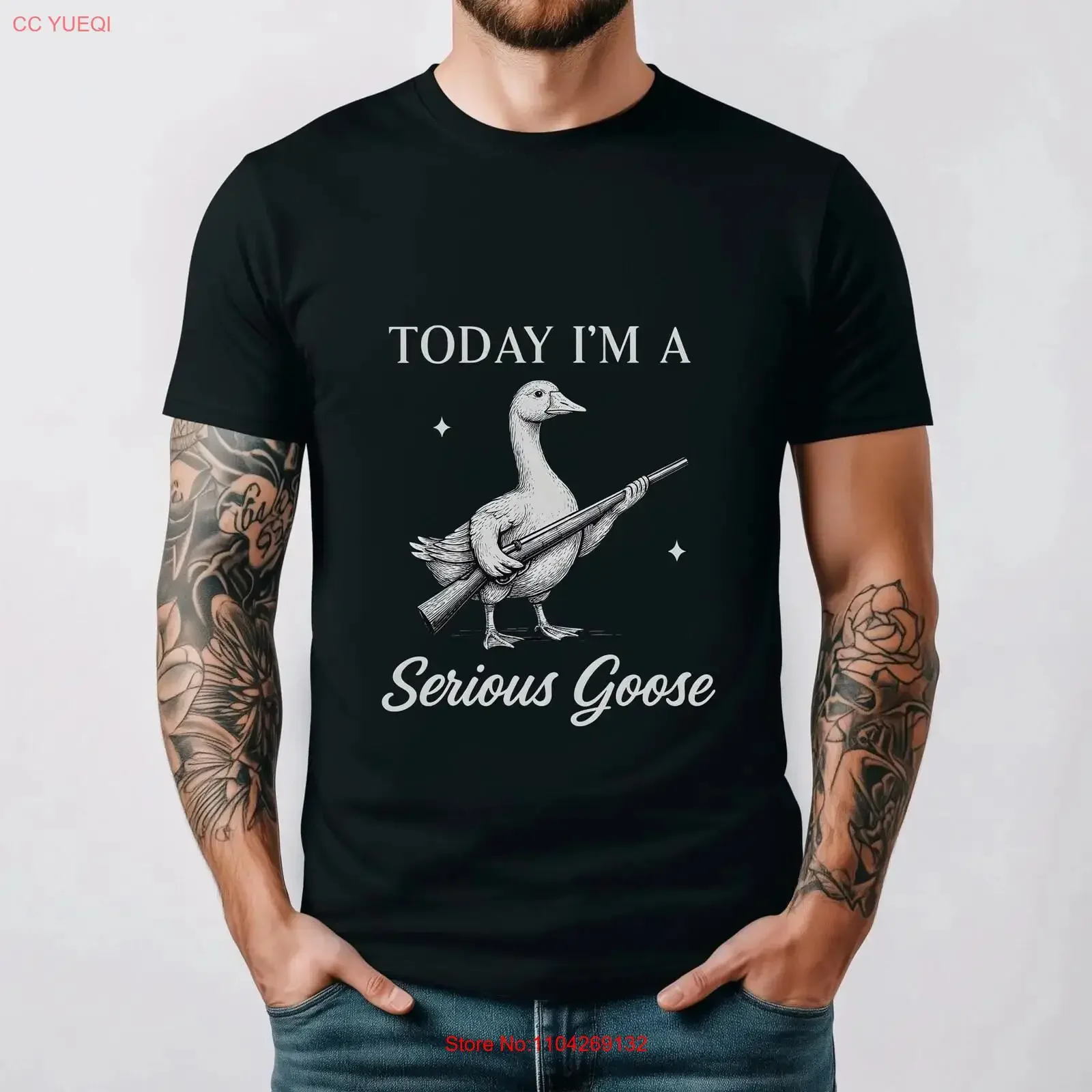 T-shirt « Today I'm a Serious Goose » drôle et original, style vintage délavé, respirant, décontracté, pour le quotidien, légèrement graphique