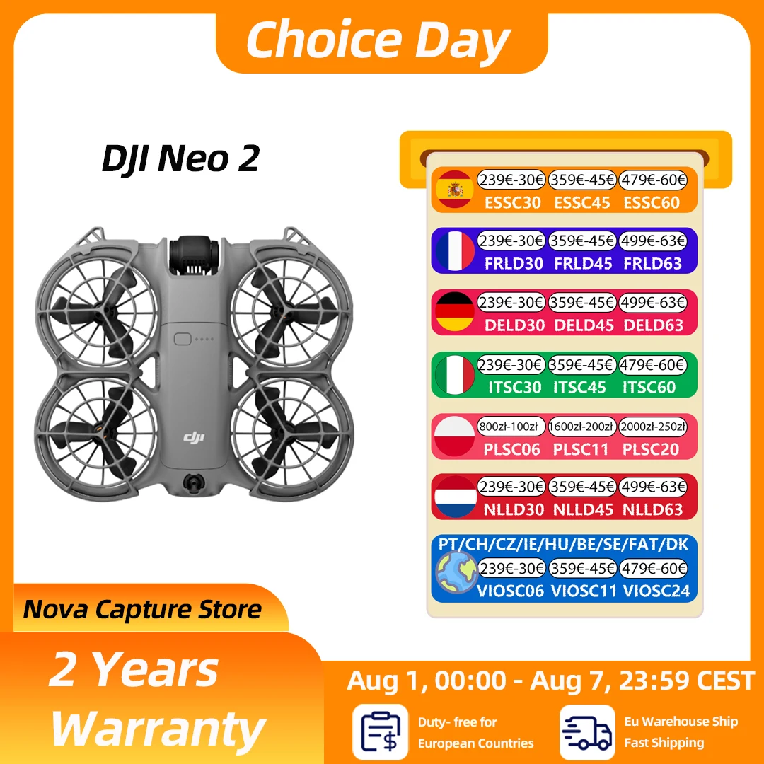EU-Lagerbestand DJI Neo2 Drohne Flugkamera-Drohne 4K stabilisiertes Video 151g Leicht & Tragbar Vollständiger Propellerschutz Neo 2 C0