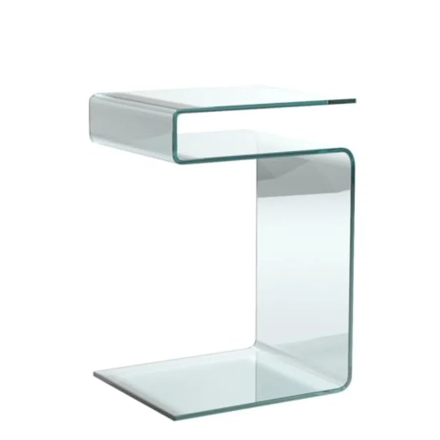 منضدة زجاجية على شكل طاولة جانبية لغرفة النوم، طاولة جانبية صغيرة شفافة لغرفة المعيشة، طاولة أريكة شفافة SSh