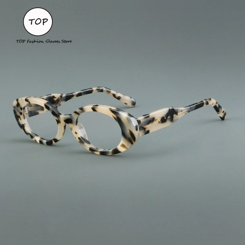 厚いアセテートの楕円形の眼鏡フレームは、男性にも女性にも適しており、ファッショナブルなストリートに合わせることができ、ブルーライトカット近視メガネと組み合わせることができます。