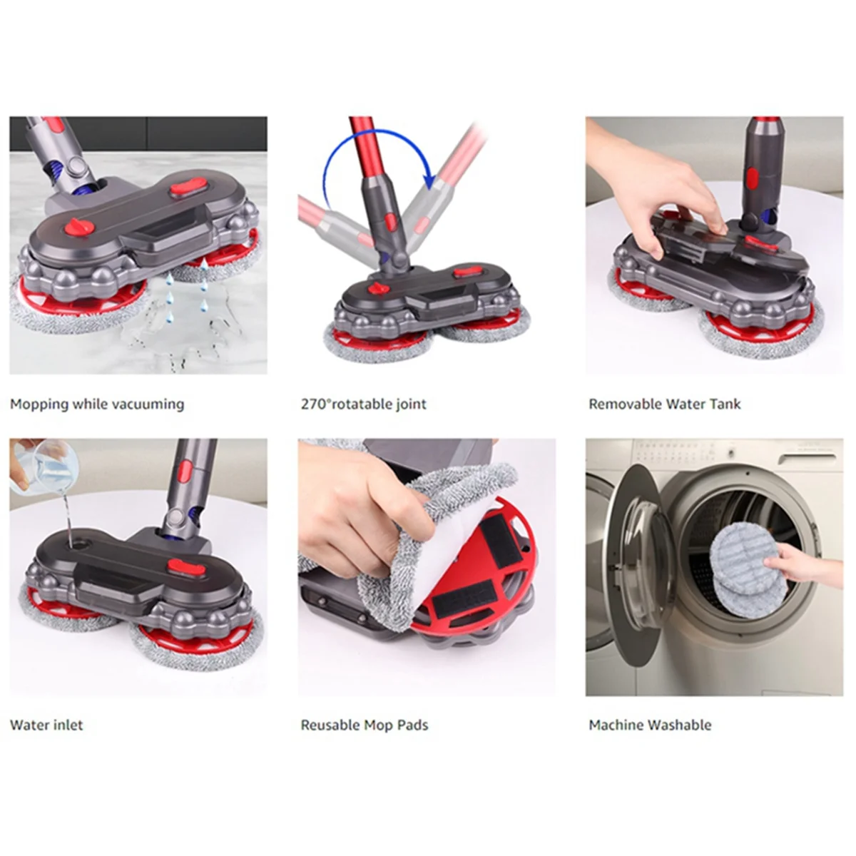 Electric Floor Mopping Head for Dyson V15 V8 V7 V10 V11 Vacuum Cleaner Attachments Mop with Removable Water Tank