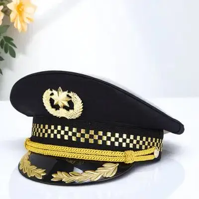 

1Pcs Aviation Uniform Hat Airline Captain Caps Stylish Lightweight Comfortable Costume Cosplay Supplies for Role Play Gift
