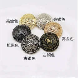 10PCS/Lot Luxury Metal Hand Sewn Button British Double Lion Preppy Style Crown Button Fashion Shanked Round Button