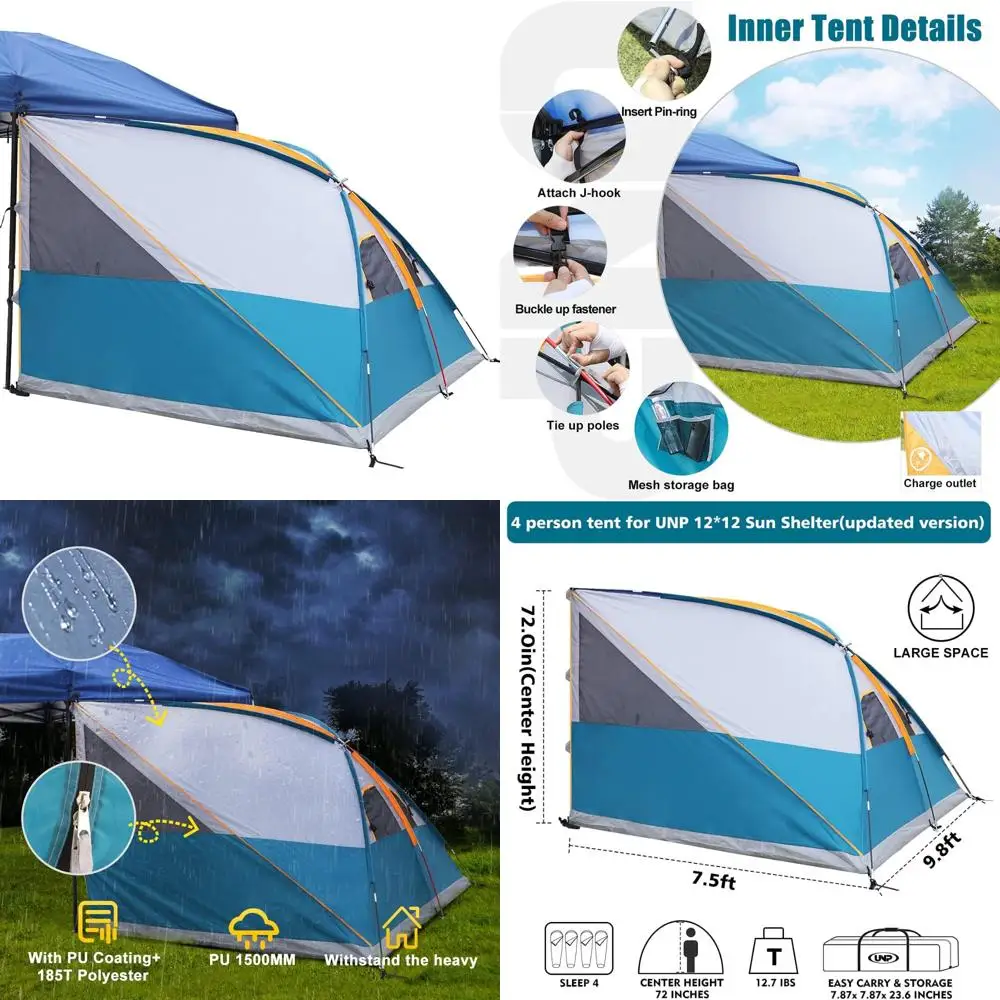 Pop-Up Side Tent for 10x10 Canopies, Easy Setup Gazebo (Canopy Not Included)